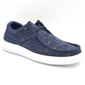 Weatherproof Men Moc Toe Lace Up Sneakers Ollie Size US 10M Navy Blue Striped